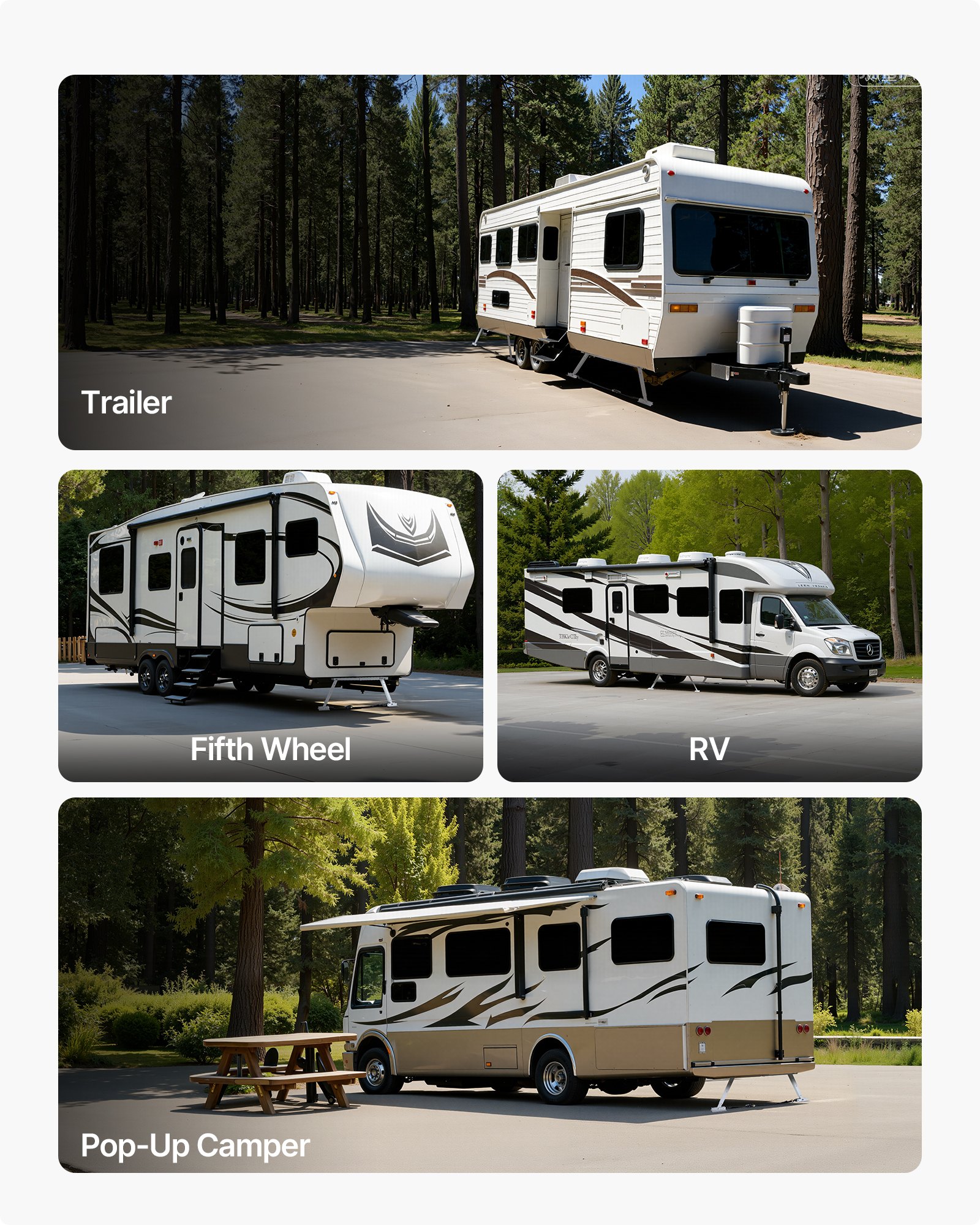 VEVOR Stabilisator voor campers, caravans en opleggers, in hoogte verstelbaar van 304,8 tot 711,2 mm, vermindert schommelen van de camper, 1 stuk.