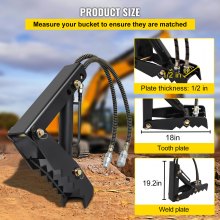 VEVOR Hydraulic Backhoe Thumb, 18 inch 1/2" Thickness Heavy Duty Excavator Thumb, Black Steel Weld On Thumb Attachments with Hydraulic Cylinder, Mechanical Hydraulic Thumb for Backhoe/Excavator