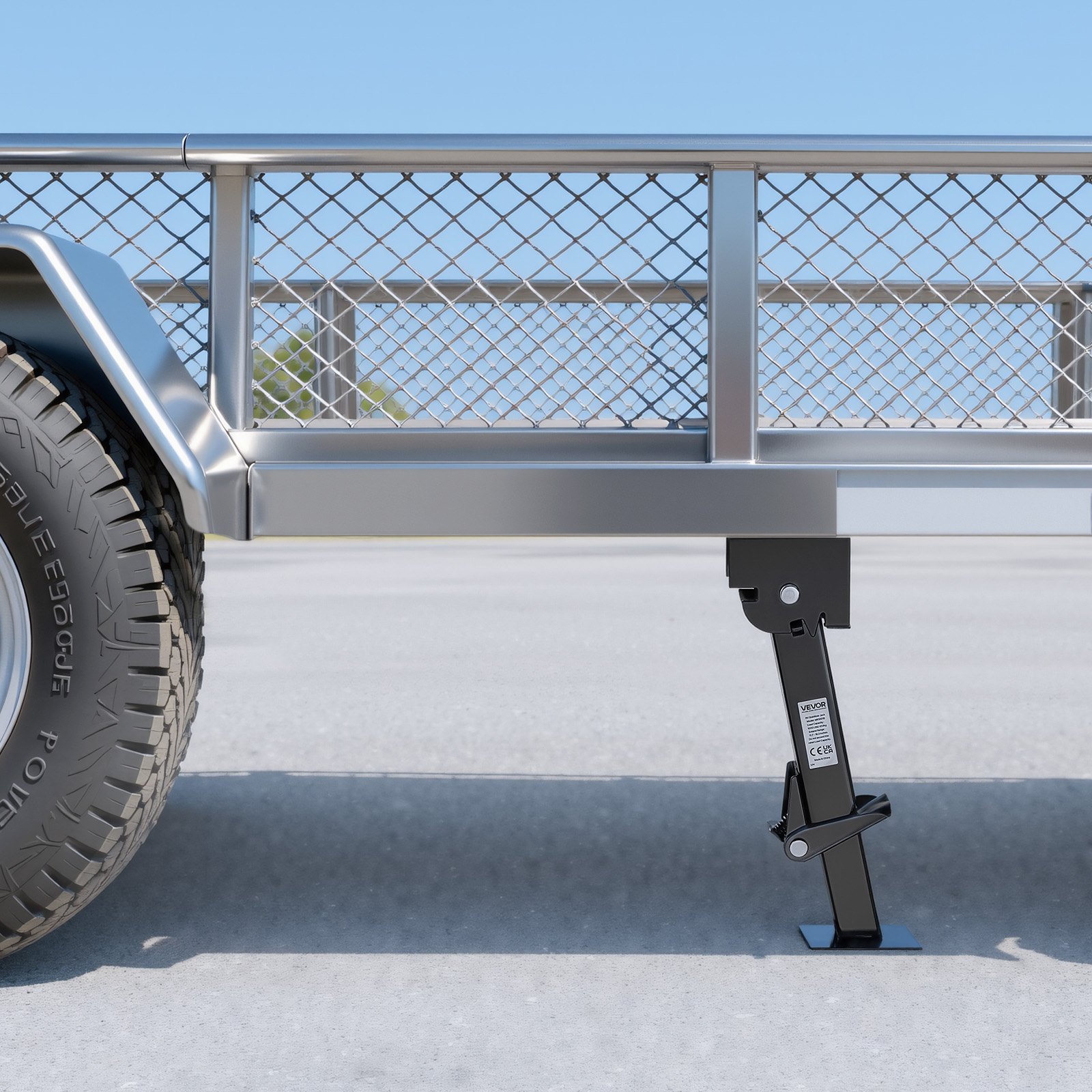 VEVOR Telescopische Stabilisatiesteun 2 stuks. Telescopische, opvouwbare aanhangersteun, draaibare steunset voor caravans en aanhangers, draagvermogen 453,59 kg per stuk, in hoogte verstelbaar van 297,18 tot 462,28 mm.