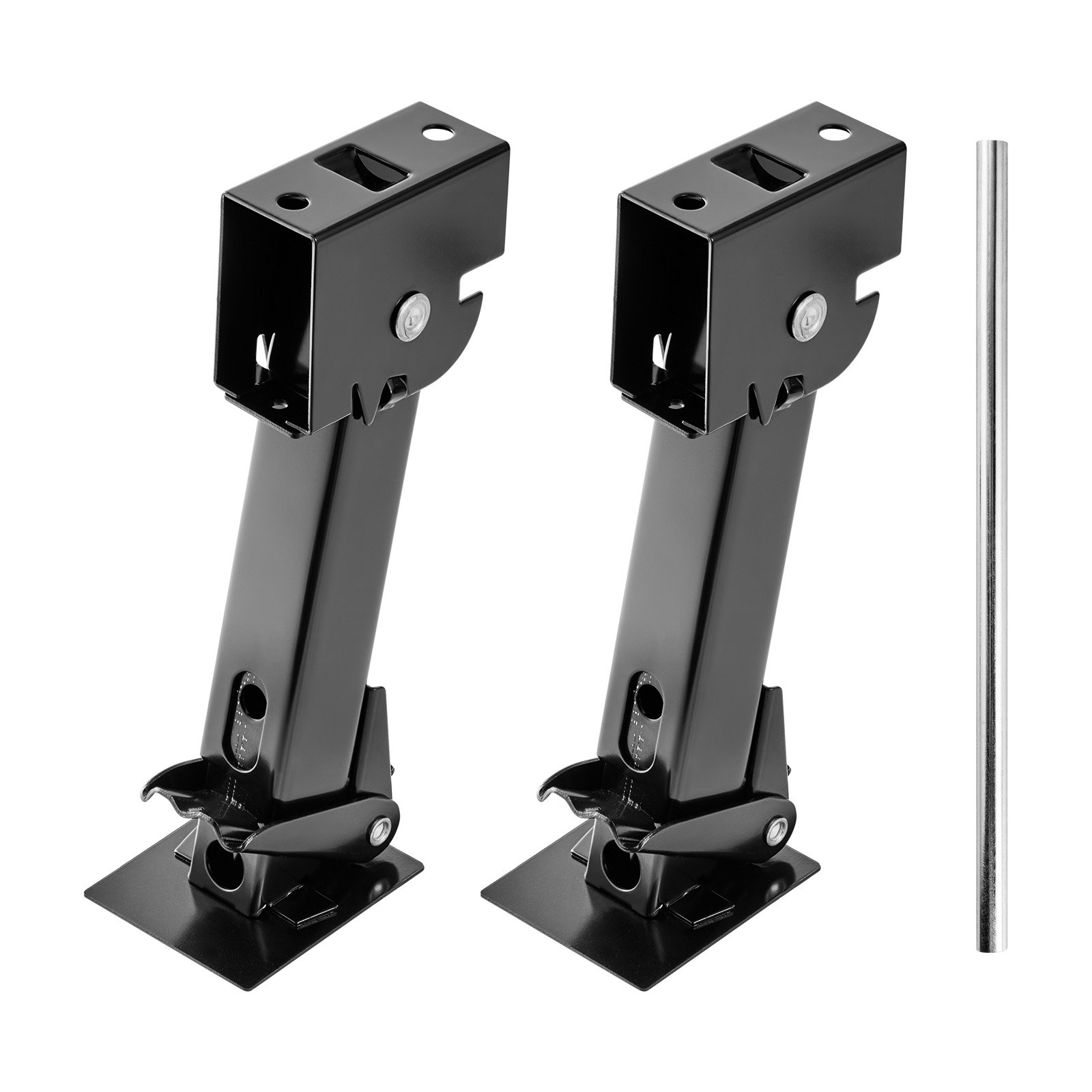 VEVOR Telescopische Stabilisatiesteun 2 stuks. Telescopische, opvouwbare aanhangersteun, draaibare steunset voor caravans en aanhangers, draagvermogen 453,59 kg per stuk, in hoogte verstelbaar van 297,18 tot 462,28 mm.