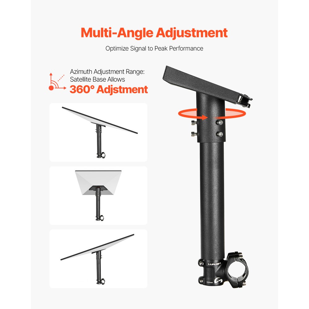 VEVOR Starlink Gen 3 RV Ladderbevestiging, 300x184x142 mm, 360° Verstelbare Hoekbeugel, met Montageset, Extra Korte Stalen Ladderadapter, Compatibel met Gen 3 en V3, Zwart