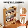 VEVOR narrow shoe cabinet, shoe rack wood color, 600 x 168 x 877 mm shoe tipper with 2 flaps + top storage compartment, shoe chest 36.28 kg load capacity, solid wood shoe storage cabinet for hallway