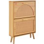 VEVOR Slim schoenenkast, schoenenrek houtkleur, 600 x 168 x 877 mm schoenenkieper met 2 kleppen + bovenste opbergvak, schoenenkist draagvermogen 36,28 kg, massief houten schoenenkast voor de gang