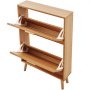 VEVOR Slim schoenenkast, schoenenrek houtkleur, 600 x 168 x 877 mm schoenenkieper met 2 kleppen + bovenste opbergvak, schoenenkist draagvermogen 36,28 kg, massief houten schoenenkast voor de gang