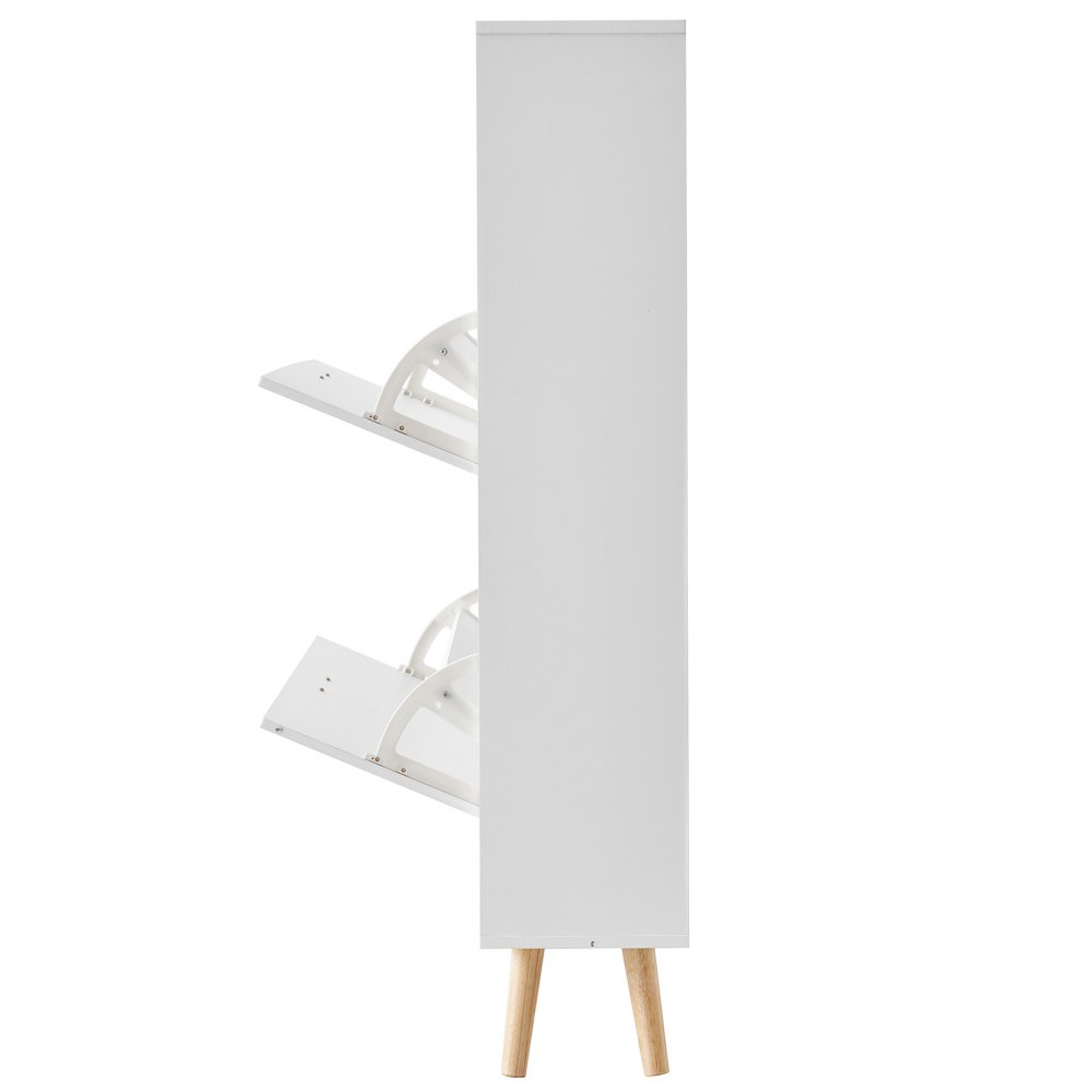 VEVOR Slim schoenenkast, wit schoenenrek, 800 x 237 x 1205 mm schoenenrek met 2 kleppen + bovenste opbergvak, schoenenkast met een draagvermogen van 68 kg, schoenenkast van massief hout voor de hal, buiten