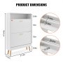 VEVOR shoe cabinet narrow, shoe rack white, 800 x 237 x 1205 mm shoe tipper with 2 flaps + top storage compartment, shoe chest 68 kg load capacity, shoe storage cabinet solid wood for hallway, outdoor