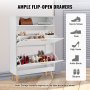 VEVOR shoe cabinet narrow, shoe rack white, 800 x 237 x 1205 mm shoe tipper with 2 flaps + top storage compartment, shoe chest 68 kg load capacity, shoe storage cabinet solid wood for hallway, outdoor