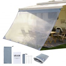 VEVOR zonnescherm (2 x 3,3 m) voor luifels (3,5 m), voorpaneel van polyester meshstof, dubbel gestikt en ademend privacyscherm voor campers, caravans en campers.