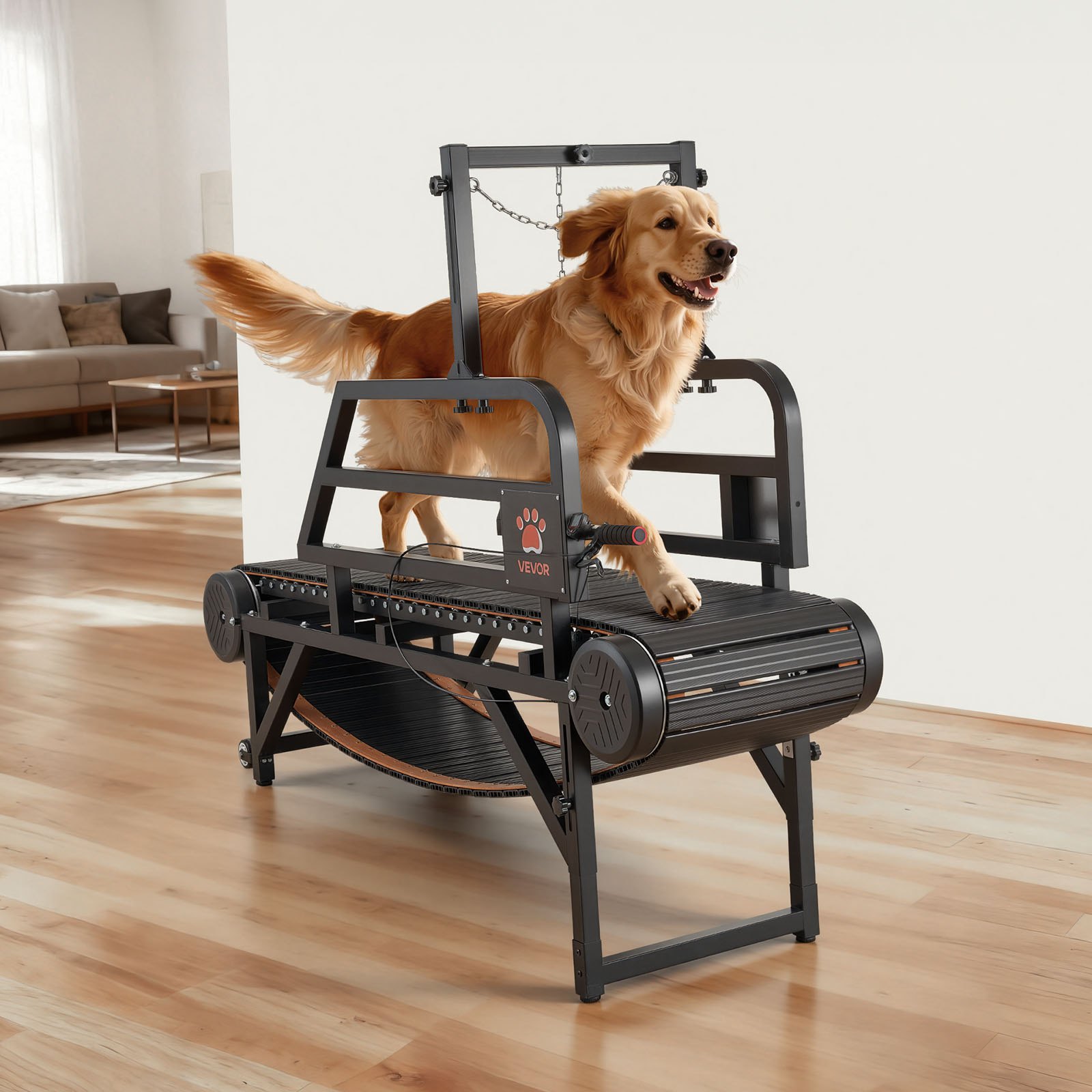 VEVOR hondenloopband 1900x560x1450 mm, voor middelgrote/grote honden tot 199,58 kg, loopband met traploze hoogteverstelling, rem en wielen, hondentrainingsapparaat, hellingshoek van 150 mm