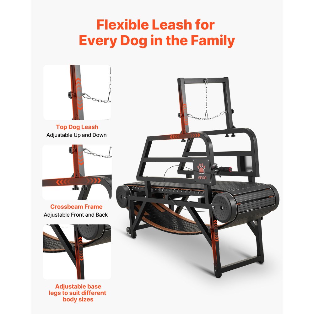 VEVOR Dog Treadmill for Small/Medium Dogs, Pet Running Machine Pacer Slatmill with Stepless Adjustment, Brake & Wheels, Upgrade Plastic Belt to Keep Pets Fit, Up to 199.6kg, 15cm Incline Height