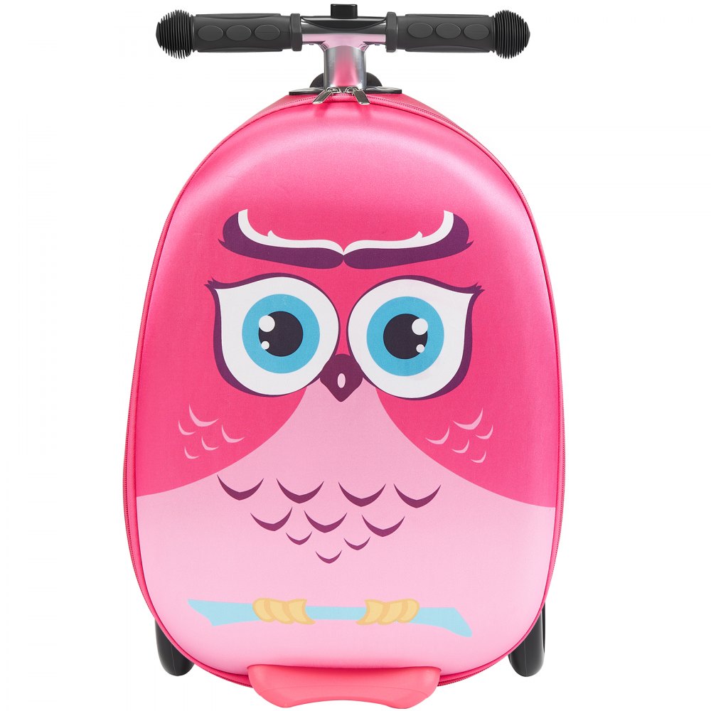 VEVOR Ride-on Luggage, 20 L Capacity, 20 Inches Kids Scooter Suitcase with Flash PU Wheels, Adjustable Handle & TPR Non-Slip Grip, Foldable & Lightweight Scooter Luggage for Kids Aged 5+, Pink