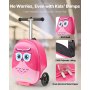 VEVOR Ride-on Luggage, 20 L Capacity, 20 Inches Kids Scooter Suitcase with Flash PU Wheels, Adjustable Handle & TPR Non-Slip Grip, Foldable & Lightweight Scooter Luggage for Kids Aged 5+, Pink