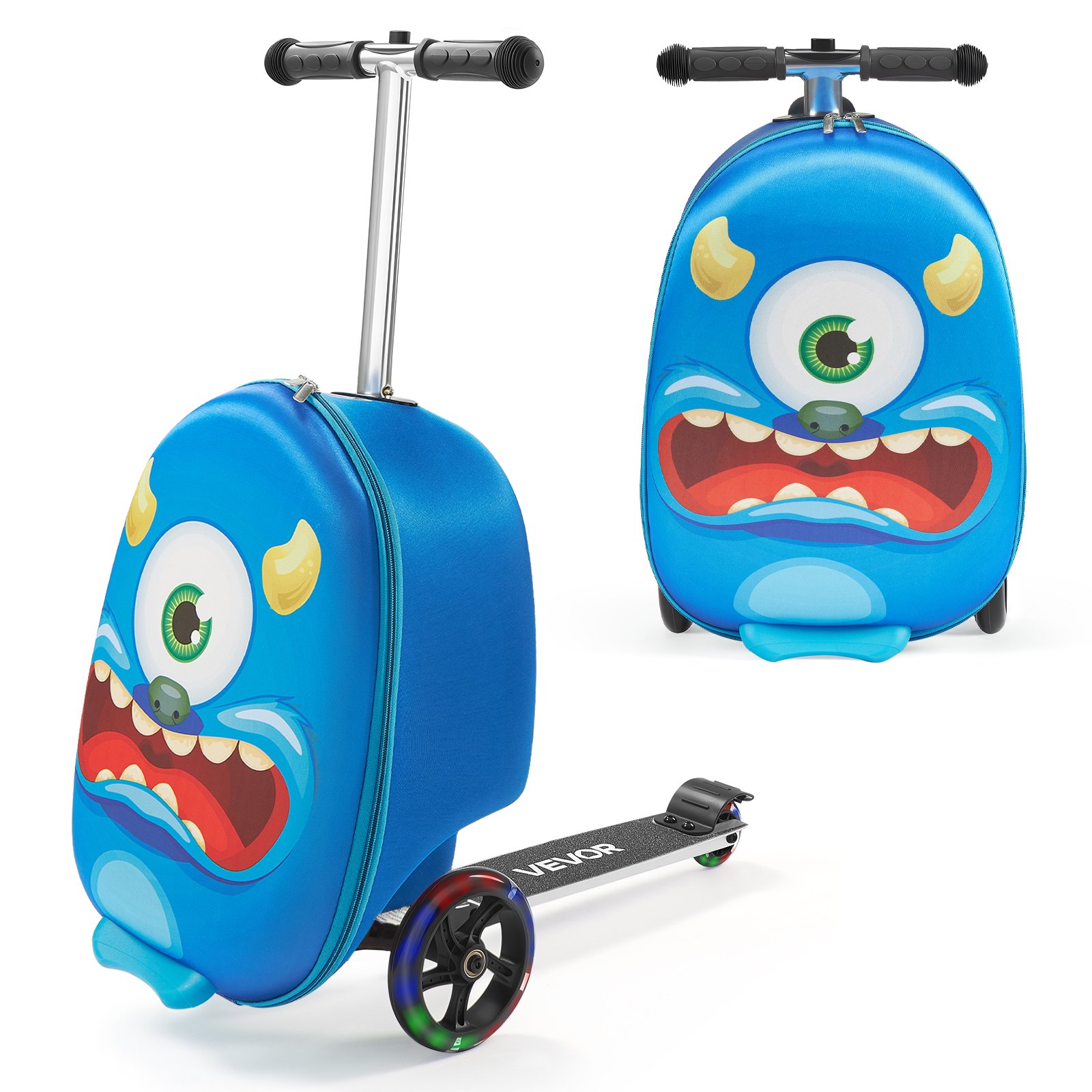 VEVOR Scooterkoffer, 20 liter inhoud, reiskoffer met Flash PU-wielen, TPR antislip handgreep, max. draagvermogen 50 kg, handbagage voor kinderen, voor kinderen vanaf 5 jaar, blauw