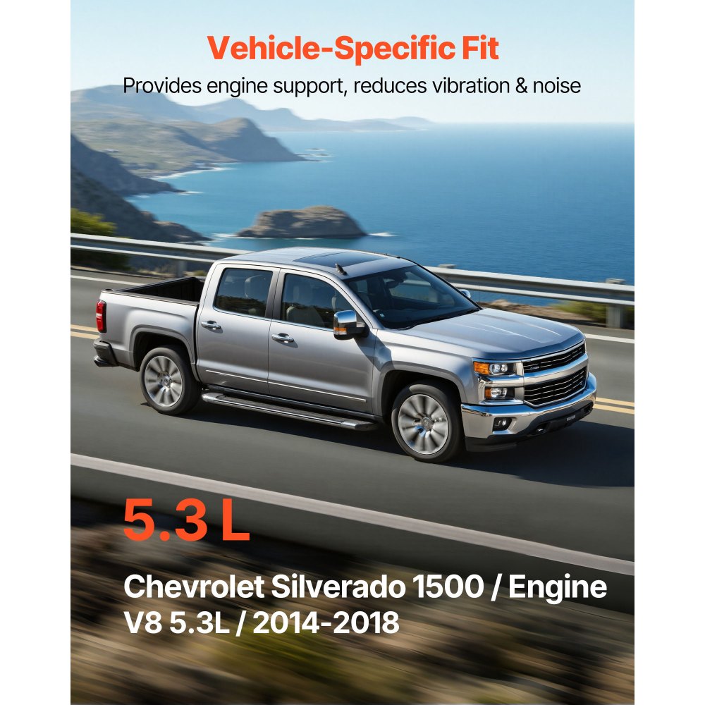 VEVOR Motorbevestigingsset Vervangend 2 Stuks Compatibel met 2014-2018 Chevrolet Silverado 1500 5.3L V8, Vervangt OE# 84175582, 84175583, Veilige Ondersteuning, Linker- en Rechtervoormontage