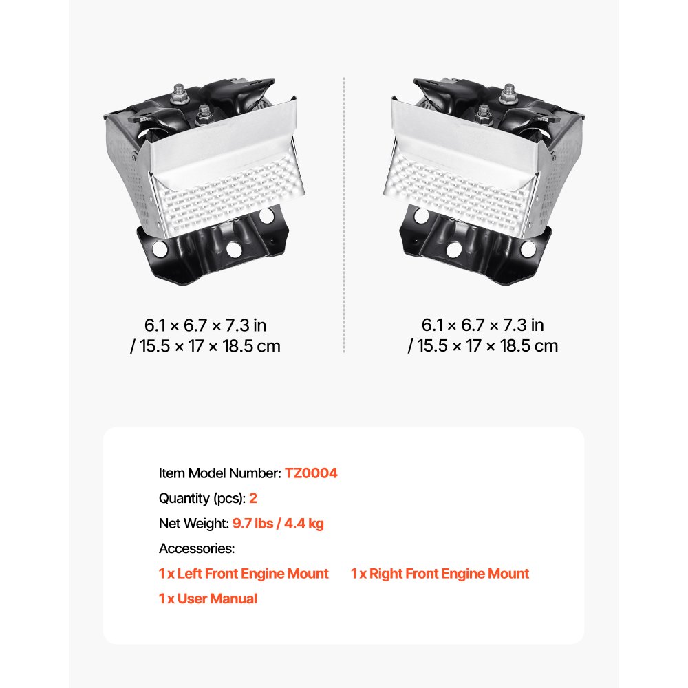 VEVOR Motorbevestigingsset Vervangend 2 Stuks Compatibel met 2007-2013 Chevrolet Silverado 1500 5.3L V8, Vervangt OE# A5365, A5365, Veilige Ondersteuning, Linker- en Rechtervoorbevestigingen