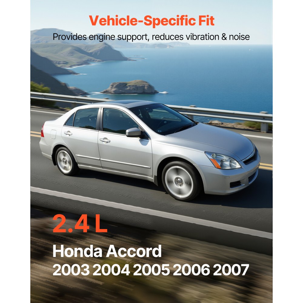 VEVOR Motor- en transmissiebevestigingsset (6-delig) compatibel met Honda Accord 2.4L L4 uit 2003-2007, vervangt OE# A4526HY, A4517, A4516, A4510, A4509, A4542, veilige ondersteuning