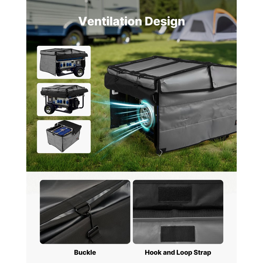 VEVOR Generator Cover, 34 x 26 x 21 Inch Waterproof Universal Generator Cover for Most Generators 3500-12000 Watt, Portable Generator Running Cover with Heavy Duty Thicken 420D Oxford Fabric, Grey