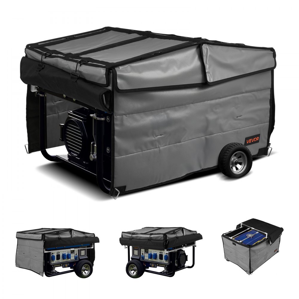 VEVOR Generator Cover, 34 x 26 x 21 Inch Waterproof Universal Generator Cover for Most Generators 3500-12000 Watt, Portable Generator Running Cover with Heavy Duty Thicken 420D Oxford Fabric, Grey