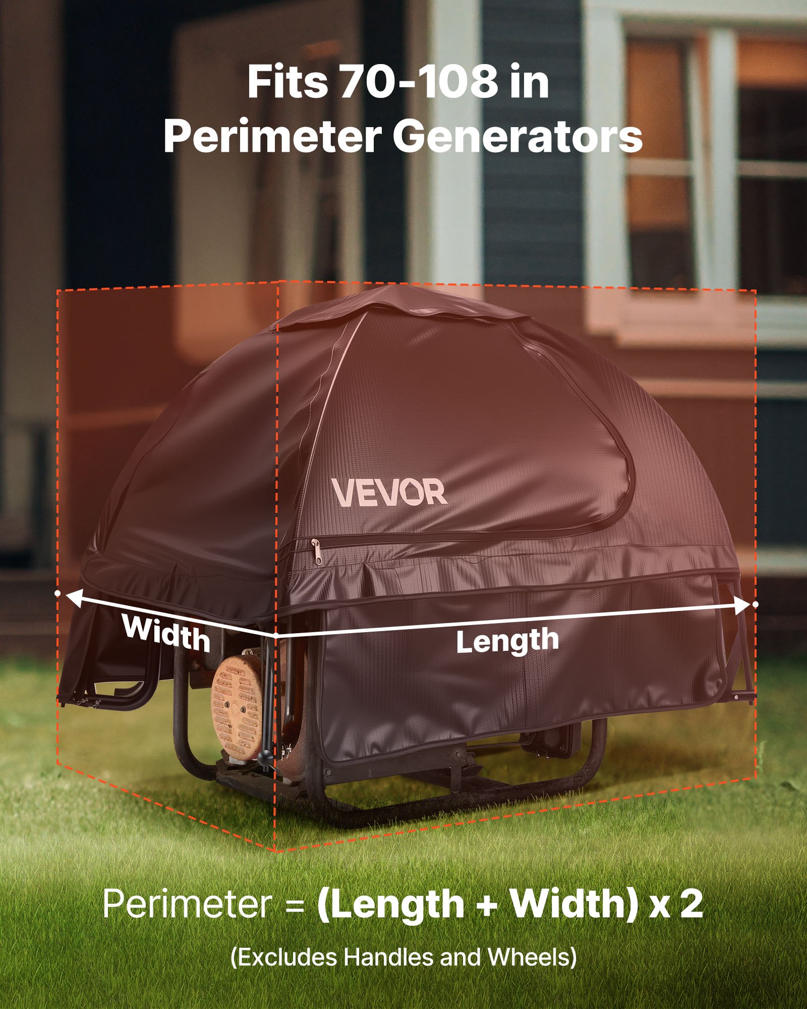 VEVOR Generator Cover (915 x 660 x 660 mm) Waterdichte beschermhoes voor de meeste generatoren (1778-2743,2 mm), Generator Cover met duurzaam en dik vinylweefsel, zwart