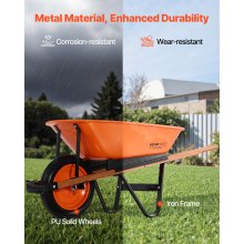 VEVOR kruiwagen transportkruiwagen bouw kruiwagen duwwagen 120kg 140x62x58cm