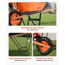 VEVOR kruiwagen transportkruiwagen bouw kruiwagen duwwagen 120kg 140x62x58cm