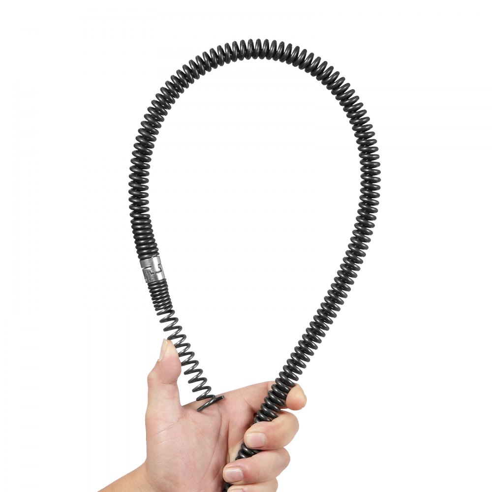 VEVOR Rioolreinigingsspiraal 30 m x 16 mm, Professionele Rioolreinigingskabel met 7 snijmessen voor 20-100 mm buizen, Holle Kern Rioolspiraal voor Gootsteen, Vloerafvoer, Toilet