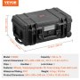 VEVOR Weerbestendige Hardcase Droogboxen met Voorgesneden Schuim, Wielen en Uittrekbare Handgrepen voor Reizen, IP67 Waterdichte Case voor Camera's Zwart (55 x 34 x 24 cm)