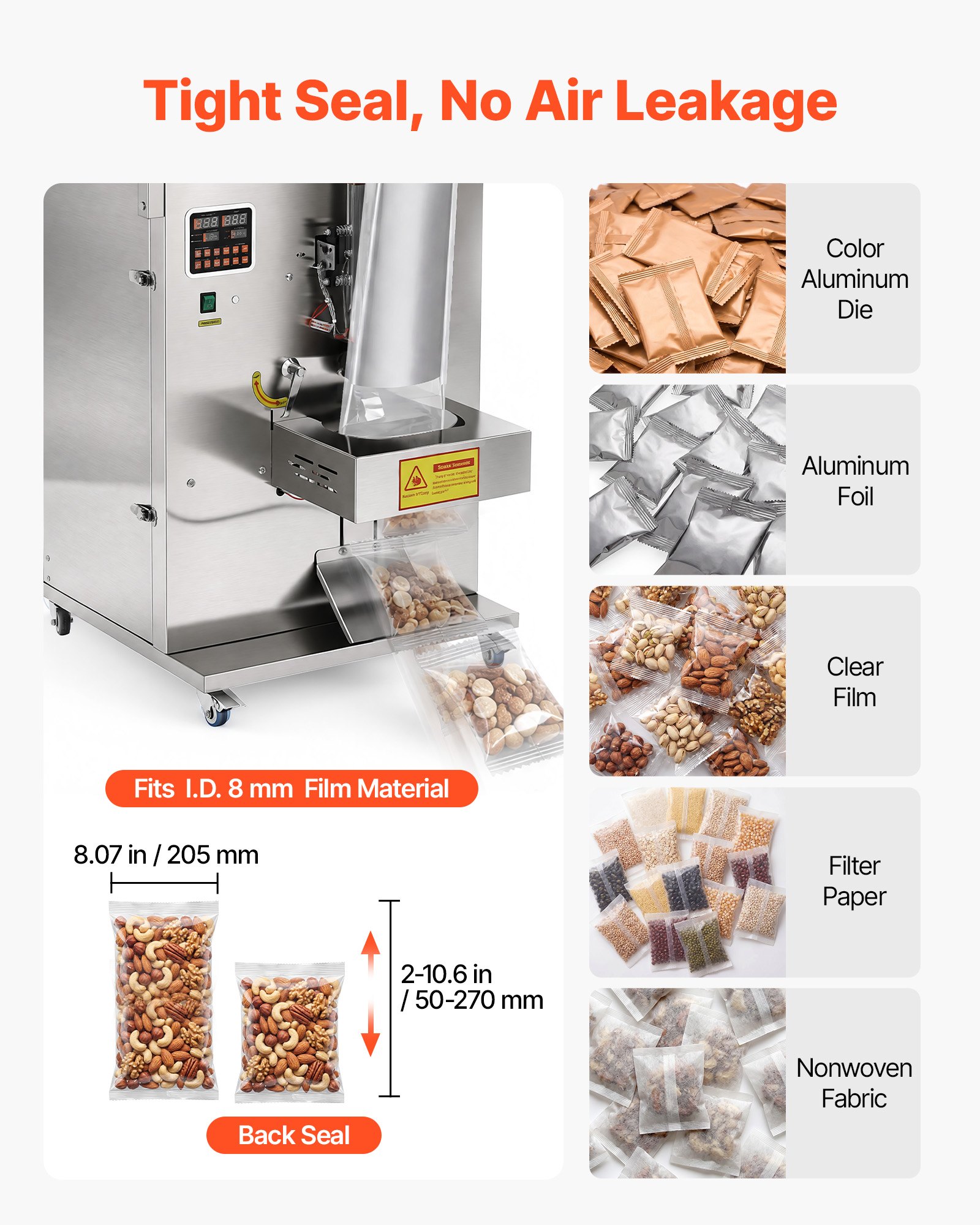 VEVOR Poederverpakkings- en vulmachine, volledig automatische vulmachine, 10-999 g. Intelligent wegen, vullen en verpakken, roestvrij staal, vrijstaand model, ideaal voor noten, zaden, koffiebonen, specerijen en granen.