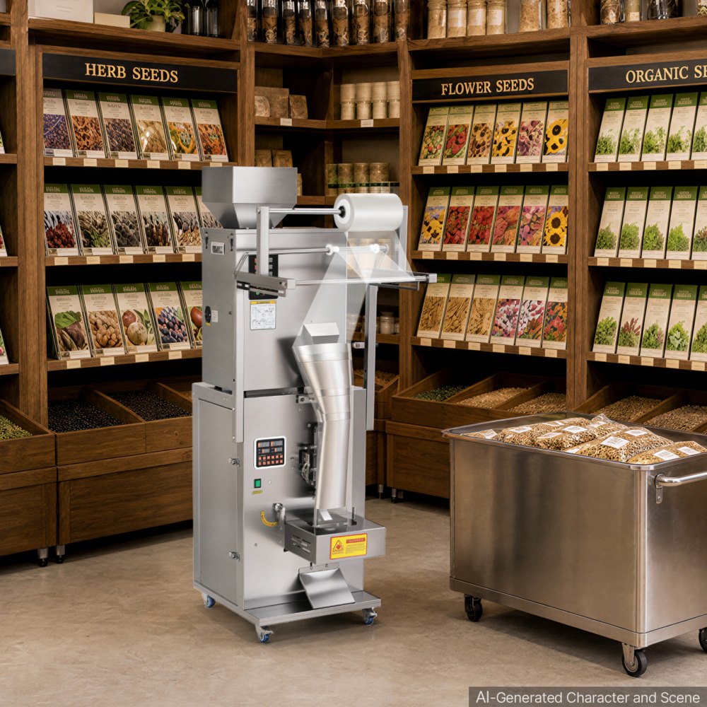 VEVOR Poederverpakkings- en vulmachine, volledig automatische vulmachine 10-500 g, intelligent wegen, vullen en verpakken, roestvrij staal, vloermodel, ideaal voor noten, zaden, thee, koffiebonen, specerijen en meel.