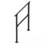 VEVOR Handrails for Outdoor Steps, 2-3 Step Stair Hand Rail Kit, Transitional Carbon Steel Railings with Installation Kit, Stair Rails for Seniors, Concrete Steps & Porch & Deck, Black Square Tube