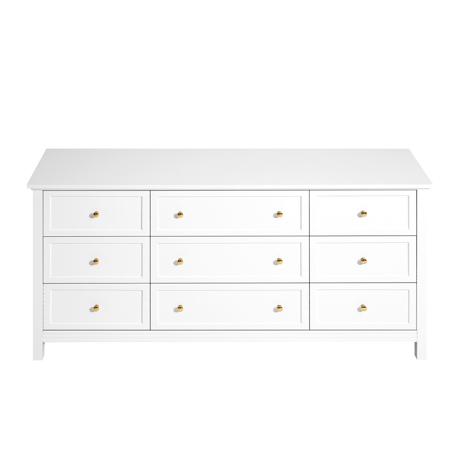 VEVOR 9 Drawer Dresser, Wooden Chest of Drawers with Sliding and Anti-tip Device, Retro Minimalist Dresser Chest, Closet Storage TV Stand Organizer for Living Room, Hallway, Bedroom, Entryway, White