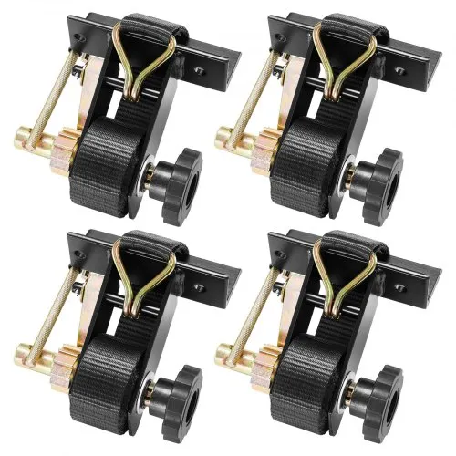 VEVOR spanbanden met ratelsluiting voor ladderdragers, vierkante buisbevestiging, 38 mm x 2,25 m, spanbanden met ratelsluiting en dubbele J-haken, draagvermogen 226,8 kg, ladingband met gespsluiting (verpakking van 4)