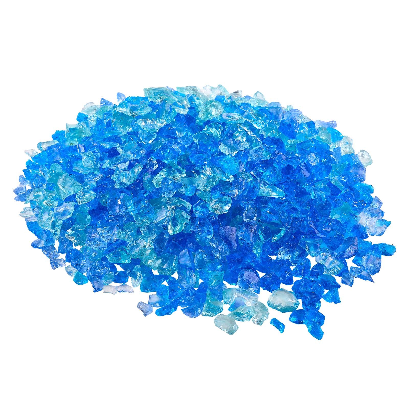 VEVOR Fire Glass, Reflecterend, 4,5 kg, Haardglas, 12-19 mm glasstenen, Gemalen haardglas voor propaangashaarden, Aquablauw + Caribisch blauw + Aquagroen