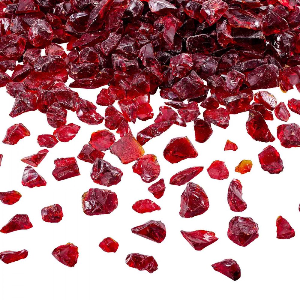 VEVOR Vuurglas, Reflecterend, 4,5 kg, Haardglas, 12-19 mm Glasstenen, Gemalen haardglas, Haardglas, Vuurkristal, Vuurparel voor propaangashaard, Rood