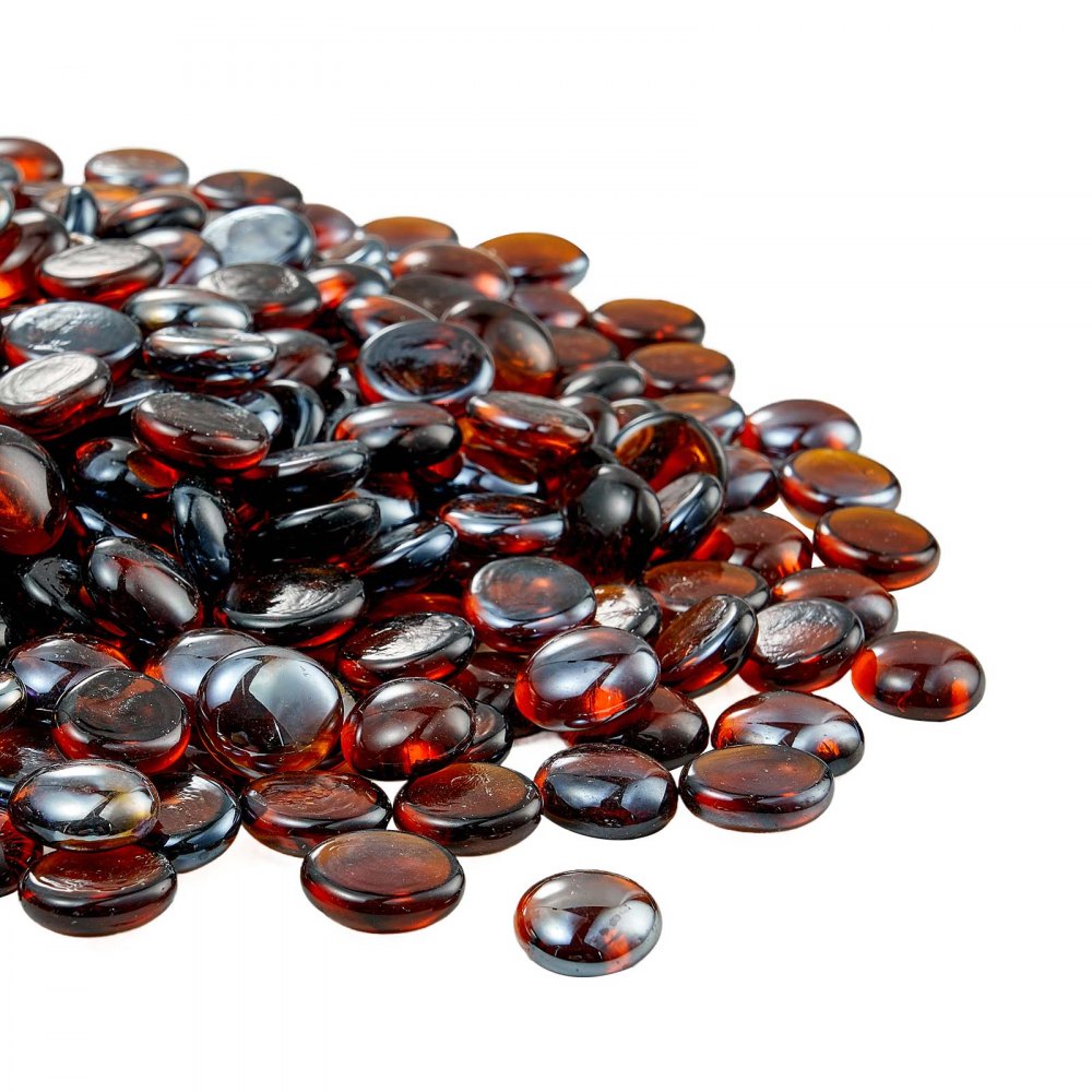 VEVOR Fire Glass, 4,5 kg hittebestendige glazen stenen, 19 mm vuurkorf glazen kralen, vuurkorf glazen stenen, rookvrij haardglas, vuurkristal, vuurkralen, voor open haard amberkleur
