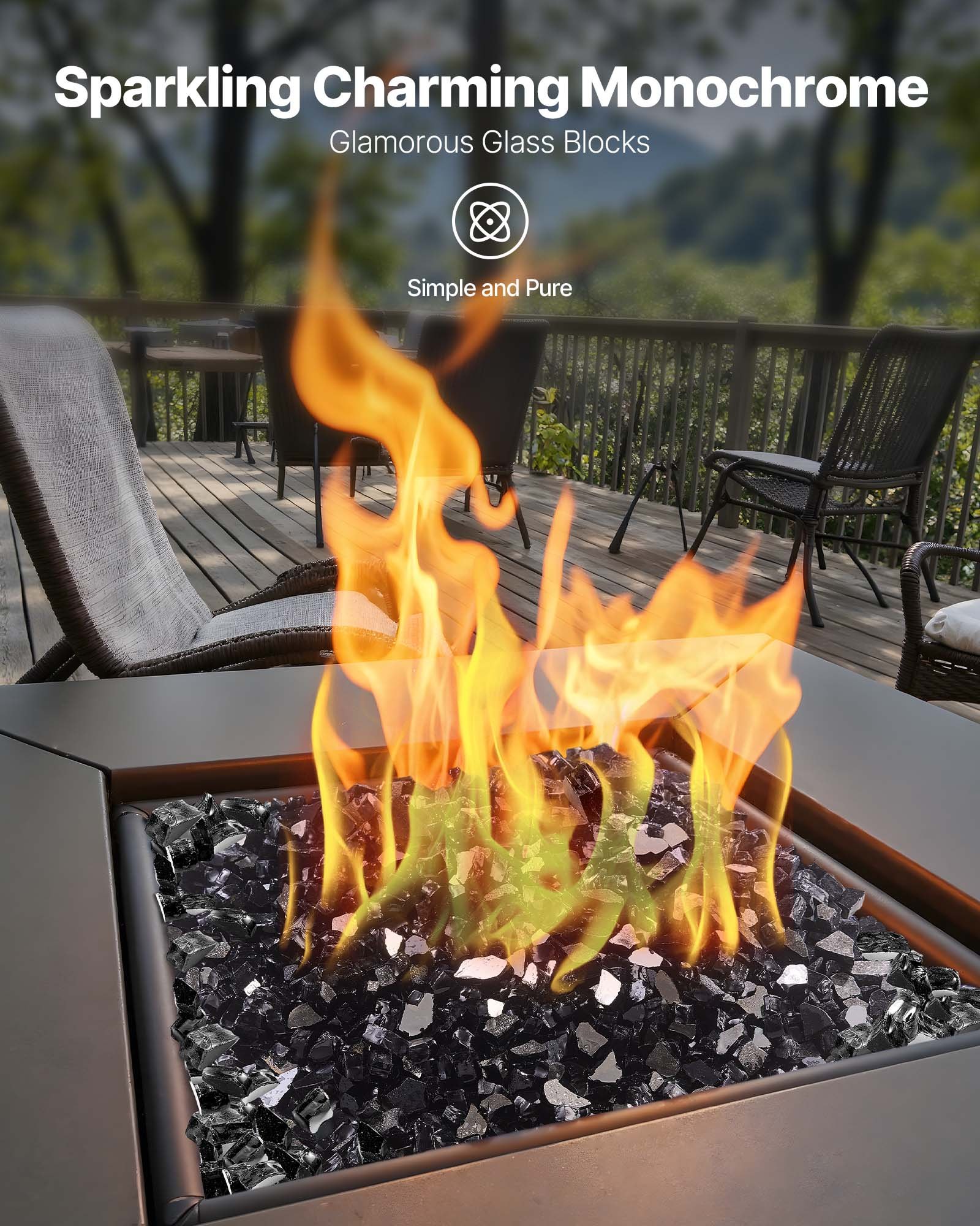 VEVOR Fire Glass, 9 kg hittebestendige glasstenen, 12,7 mm reflecterende glasparels voor vuurkorven, glazen stenen voor vuurkorven, haardglas, vuurkristal, vuurparels, voor open haard, zwart