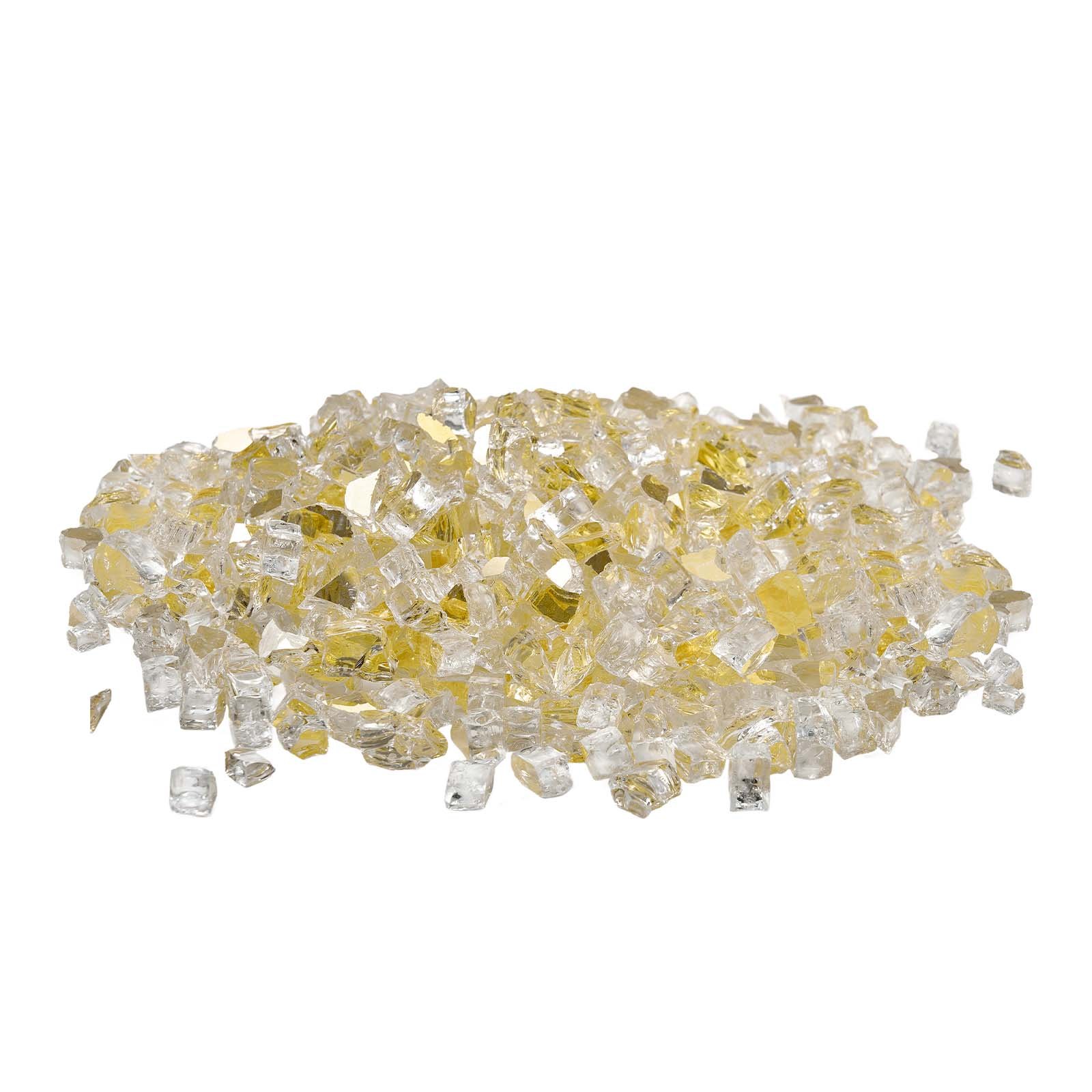 VEVOR Vuurglas, 4,5 kg hittebestendige glasstenen, 12,7 mm reflecterende glasparels voor de open haard, glazen haardstenen, haardglas, vuurkristal, vuurparels, voor de open haard, goudkleurig