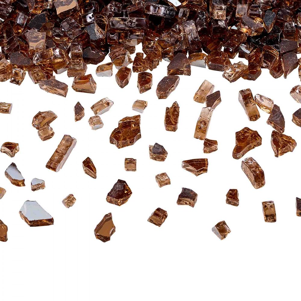 VEVOR Fire Glass, 4,5 kg hittebestendige glazen stenen, 6,35 mm reflecterende vuurkorfglaskralen, vuurkorfglasstenen, haardglas, vuurkristal, vuurkralen, koperkleur