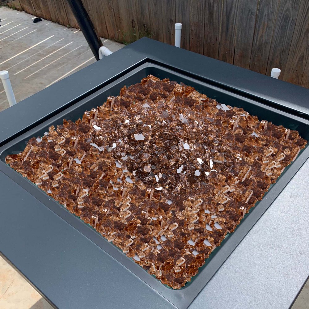 VEVOR Fire Glass, 4,5 kg hittebestendige glasstenen, 6,35 mm reflecterende glaskralen voor vuurkorven, glasstenen voor vuurkorven, haardglas, vuurkristal, vuurkralen, koperkleur