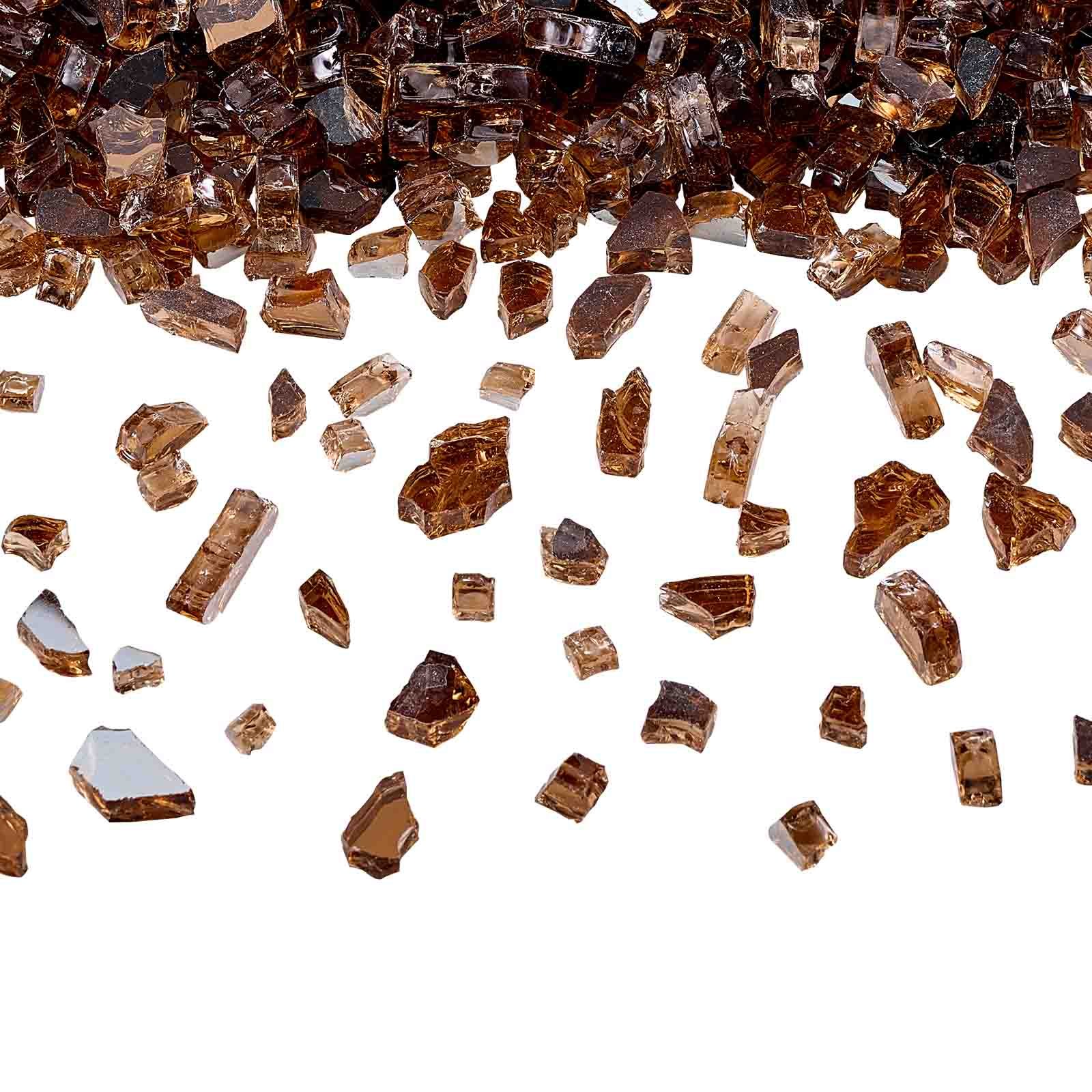 VEVOR Fire Glass, 4,5 kg hittebestendige glazen stenen, 6,35 mm reflecterende vuurkorfglaskralen, vuurkorfglasstenen, haardglas, vuurkristal, vuurkralen, koperkleur