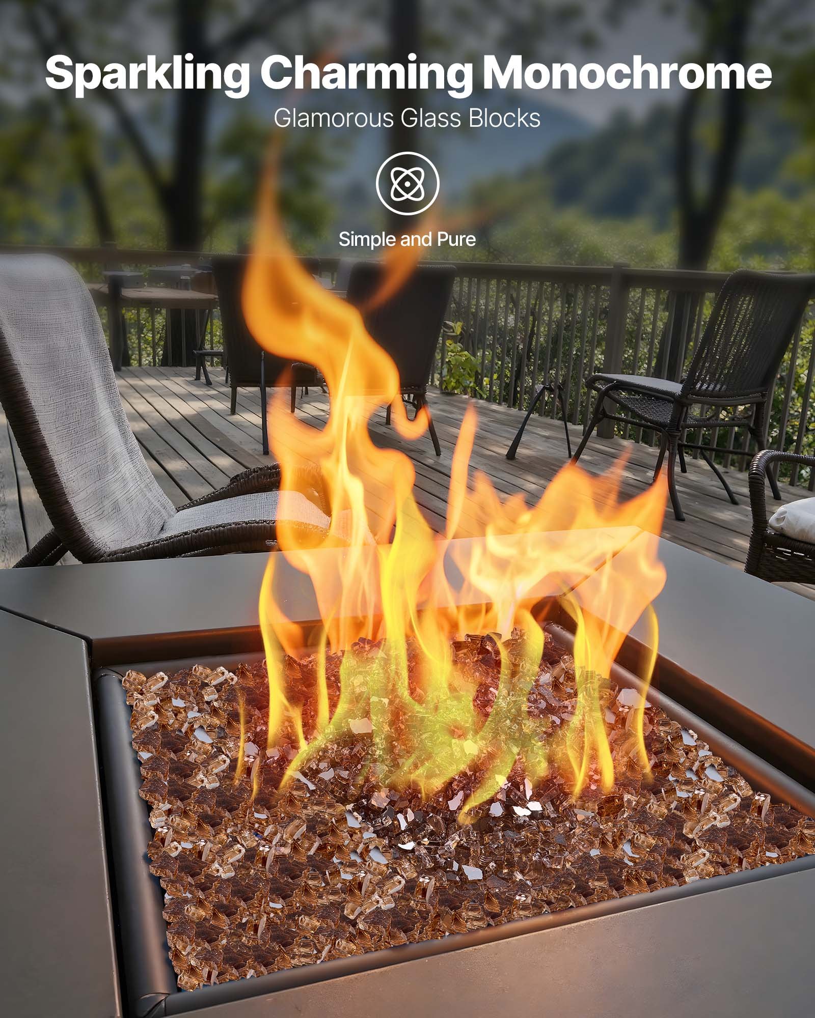 VEVOR Fire Glass, 4,5 kg hittebestendige glasstenen, 6,35 mm reflecterende glaskralen voor vuurkorven, glasstenen voor vuurkorven, haardglas, vuurkristal, vuurkralen, koperkleur