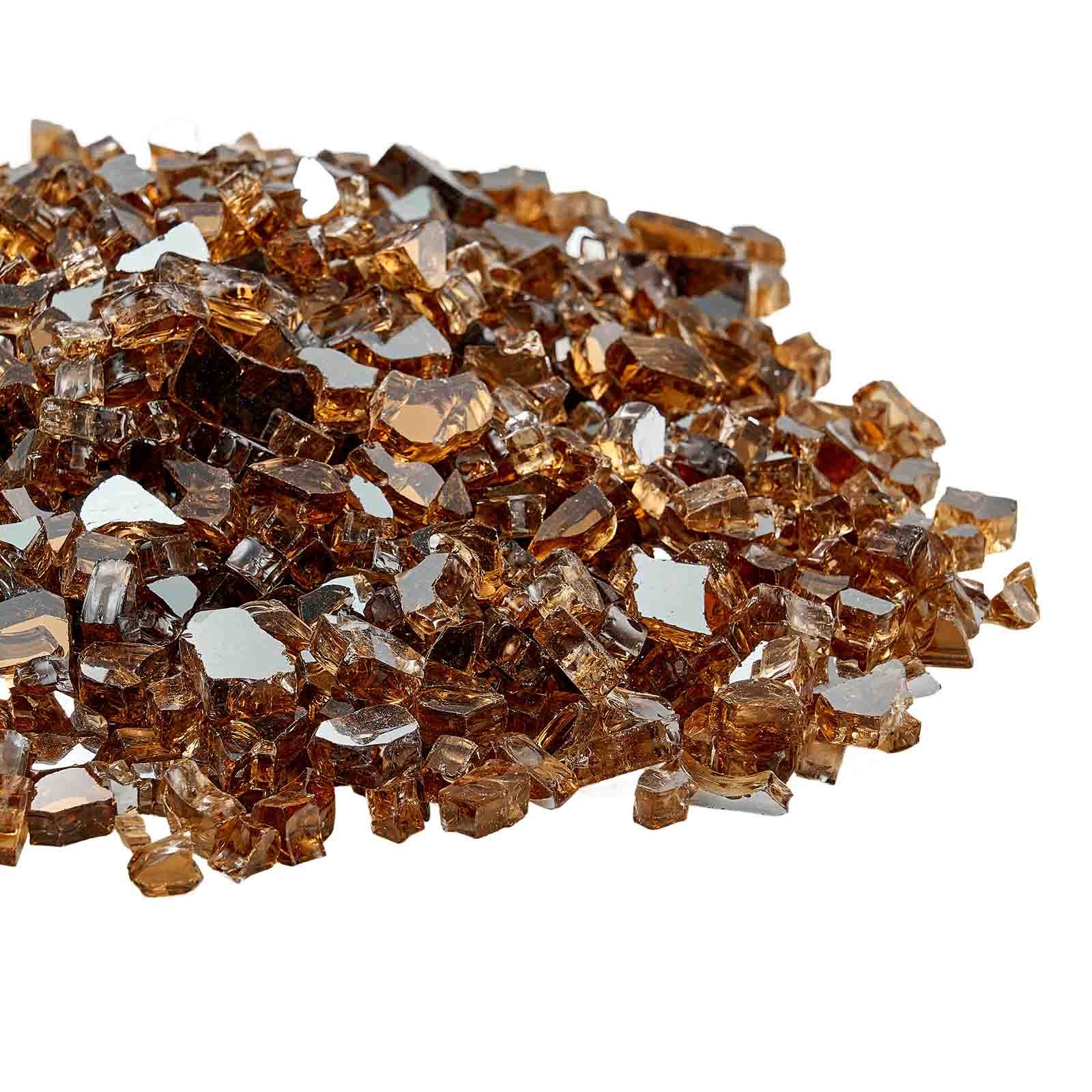 VEVOR Fire Glass, 4,5 kg hittebestendige glasstenen, 6,35 mm reflecterende glaskralen voor vuurkorven, glasstenen voor vuurkorven, haardglas, vuurkristal, vuurkralen, koperkleur