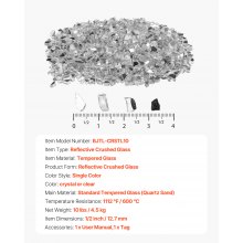 VEVOR Fire Glass 4,5 kg Glazen stenen 12,7 mm Haardglas Glazen stenen Decoratieve stenen Zwart