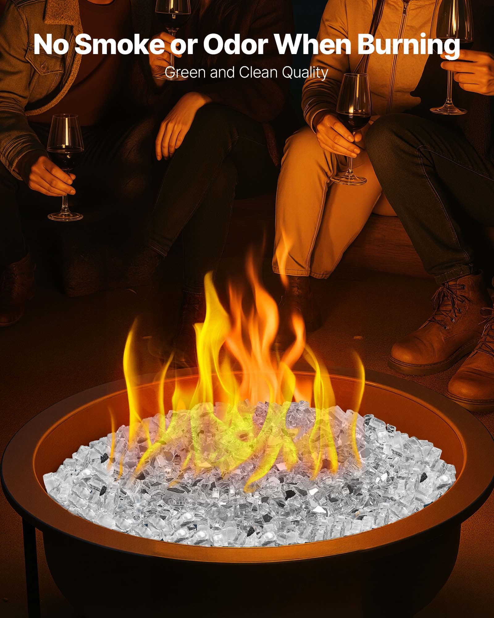 VEVOR Fire Glass, 9 kg hittebestendige glasstenen, 12,7 mm reflecterende glasparels voor vuurkorven, glazen vuurstenen voor vuurkorven, haardglas, vuurkristal, vuurparels, voor gashaarden, transparant