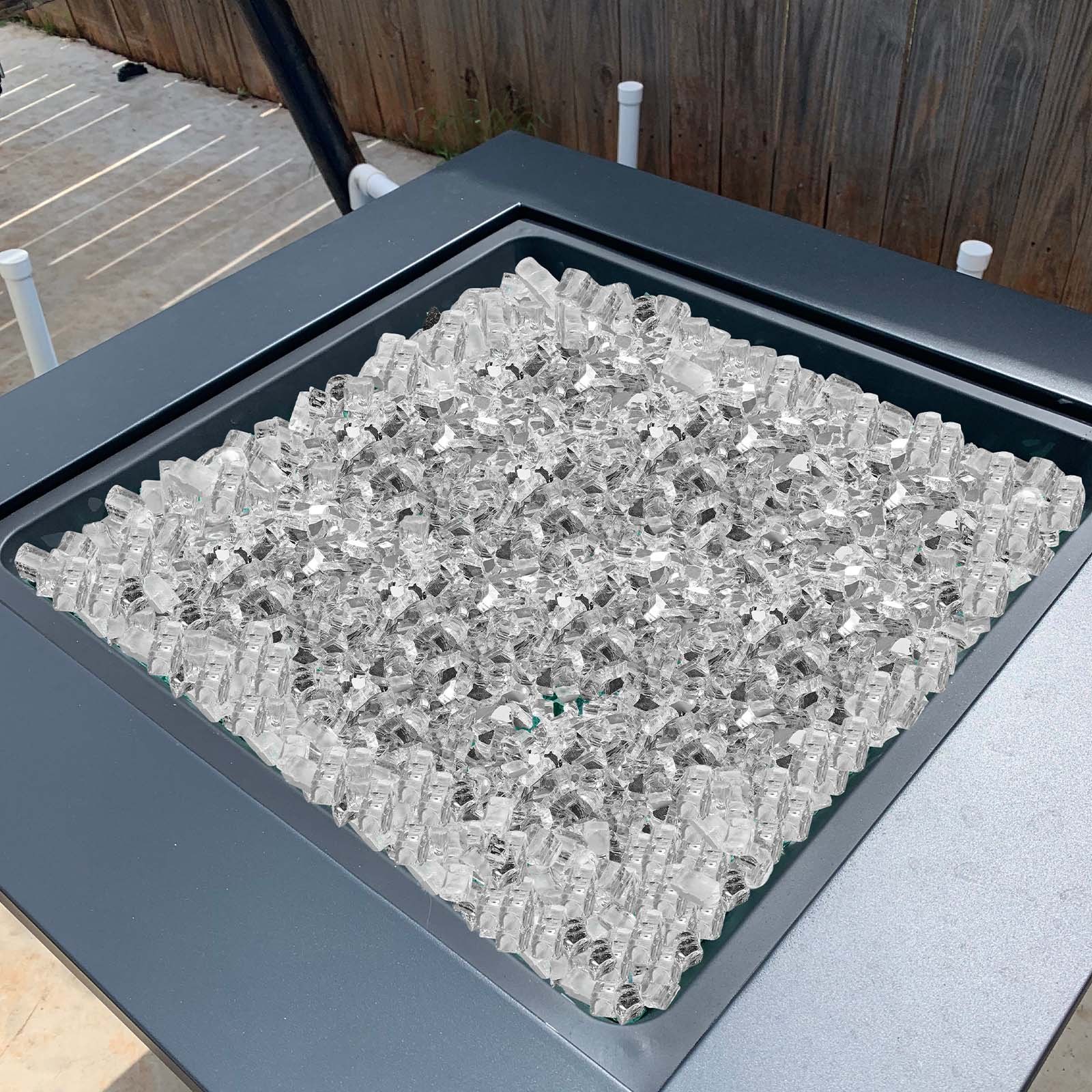 VEVOR Fire Glass, 9 kg hittebestendige glasstenen, 12,7 mm reflecterende glasparels voor vuurkorven, glazen vuurstenen voor vuurkorven, haardglas, vuurkristal, vuurparels, voor gashaarden, transparant