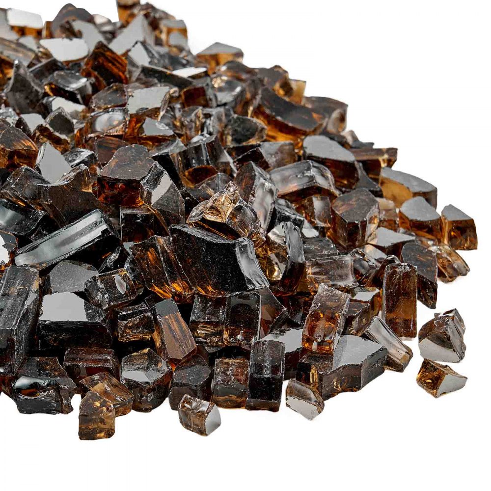 VEVOR Vuurglas, 4,5 kg, Glazen stenen, 12,7 mm reflecterende glazen kralen voor de open haard, glazen haardstenen, vuurglas, vuurkristal, vuurkralen, decoratieve stenen voor gashaarden, koperkleur