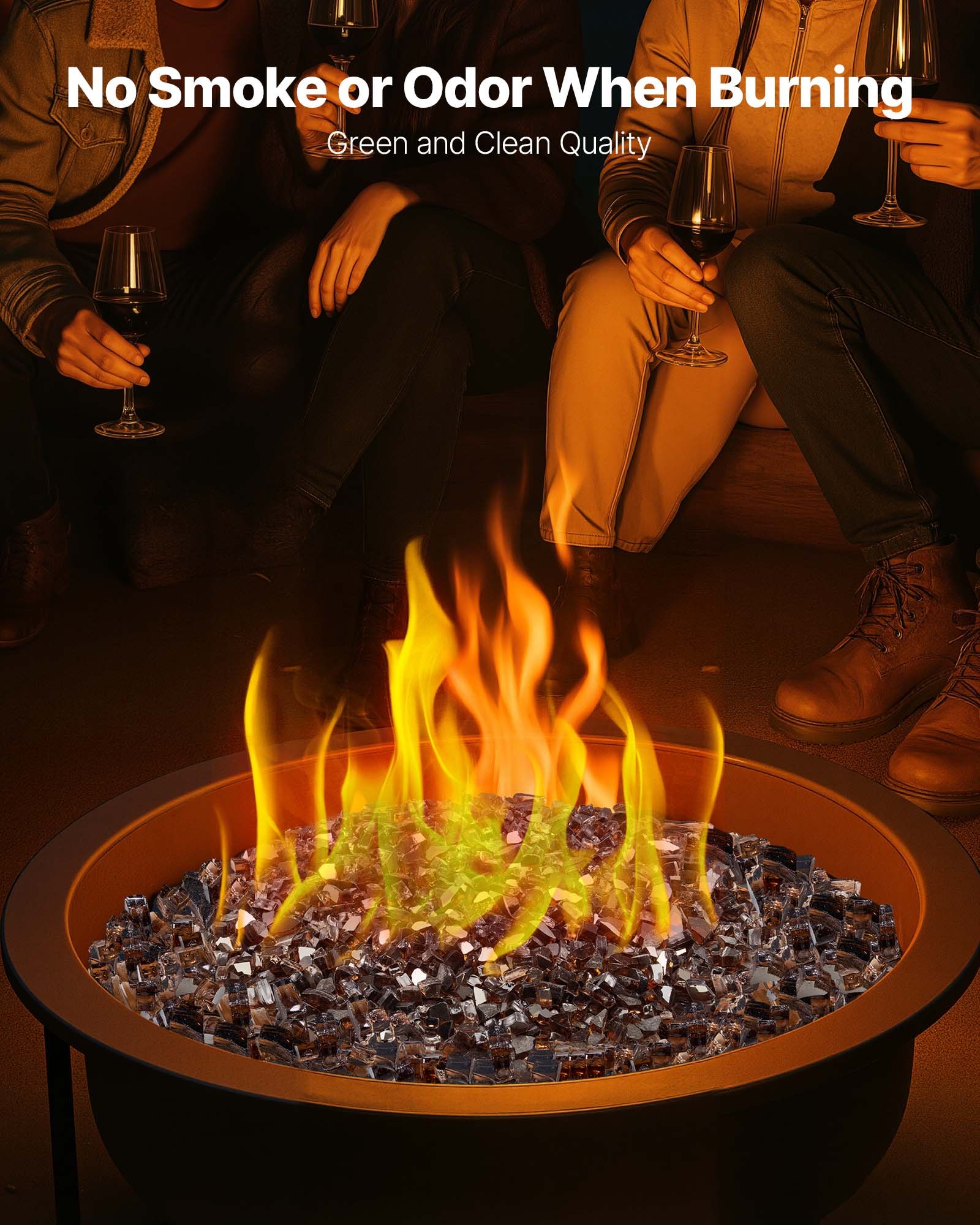 VEVOR Fire Glass, 4,5 kg, glazen stenen, 12,7 mm reflecterende vuurkorfglaskralen, vuurkorfglasstenen, haardglas, vuurkristal, vuurkralen, decoratieve stenen voor gashaarden, koperkleur