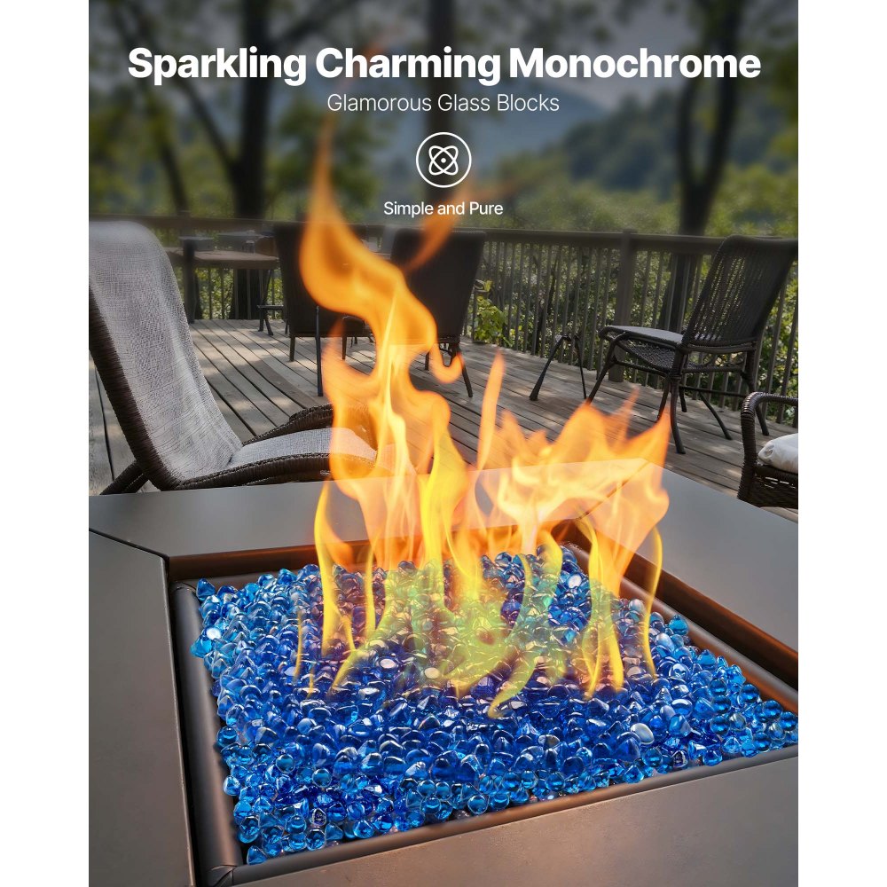 VEVOR Fire Glass, 9 kg hittebestendige glasstenen, 25,4 mm reflecterende glasparels voor vuurkorven, glazen stenen voor vuurkorven, haardglas, vuurkristal, vuurparels, voor open haard, Caribisch blauw