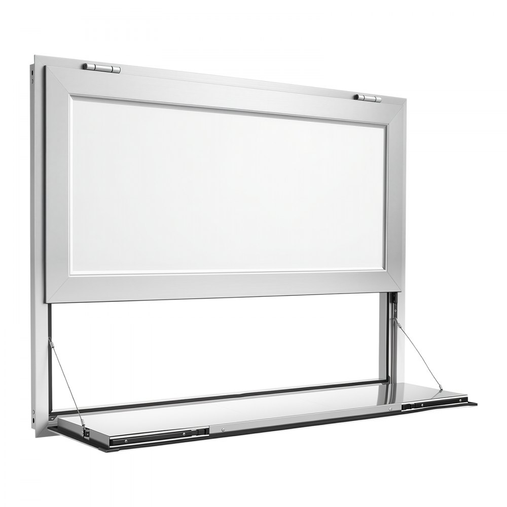 VEVOR Verkoopraam voor Foodtrucks 1220 x 915 x 80 mm Aluminiumlegering, Verkoopraam voor Foodtrucks, Opent tot 85°, met Verkoopklep, Serveerplank & Trekhaak, Regenhoes