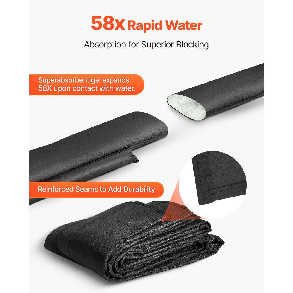 VEVOR zandzakken (zandvrij) 8-delige set (480 x 435 mm) Waterkering, herbruikbare waterkerende zakken voor huis, deur, kelder, garage, waterkering.